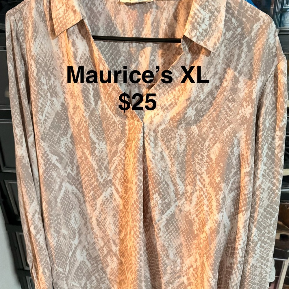 Maurices Snake Print Blouse - Beige and Peach